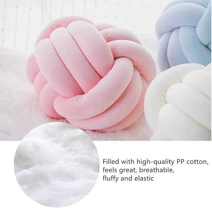 Knot Pillow Ball Round Cushion Pillows, Children Room Decoration Plush Toys Calming Stress Relief Toy (Dark Blue,8.5in/22cm)