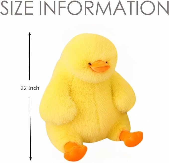 ARELUX Giant 22in Big Duck Plush Large Stuffed Animal Hugging Pillow: Soft Jumbo Sleeping Body Warm Fluffy Pillow Adorable Chubby Plushie Toy Gifts for Boys Girls