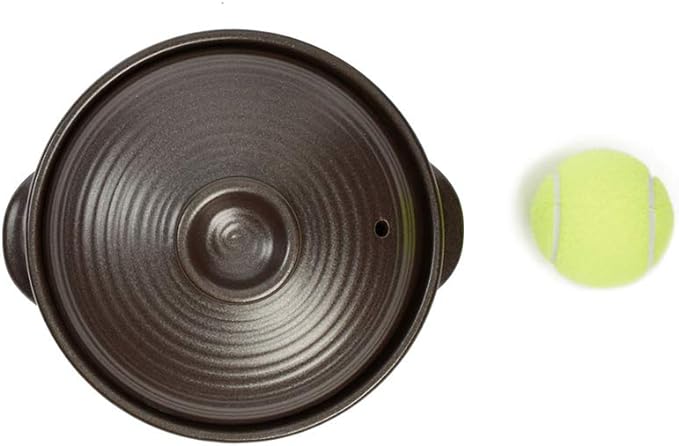 Crazy Korean Cooking Korean Stone Bowl (Dolsot), Sizzling Hot Pot for Bibimbap and Soup - Premium Ceramic (Large with Lid | 44 Fl oz)