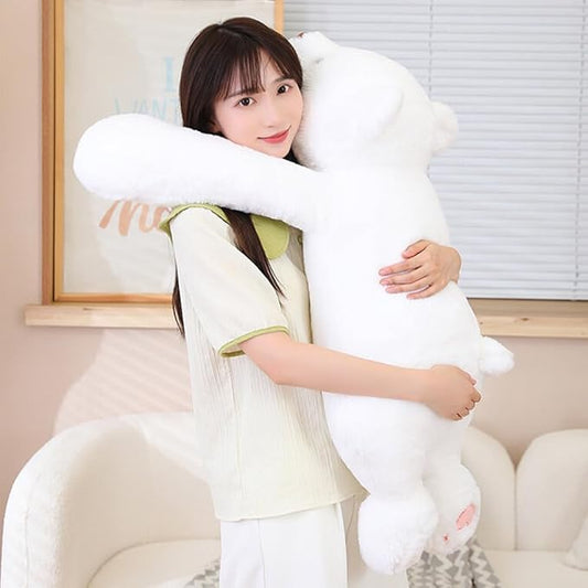 Large Weighted Bear Stuffed Animals, 31.5" White Bear Plush Throw Pillow Super Cute Kawaii Plushie Polar Bear Hugging Toys Gifts for Boys Girls Adults, 80cm, White