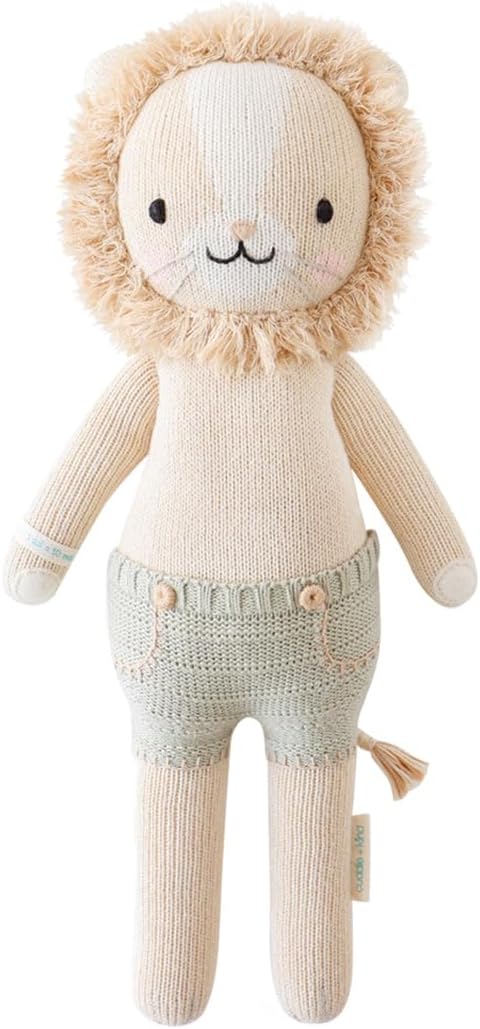 cuddle + kind Sawyer The Lion Little 13" Hand-Knit Doll – 1 Doll = 10 Meals, Fair Trade, Heirloom Quality, Handcrafted in Peru, 100% Cotton Yarn