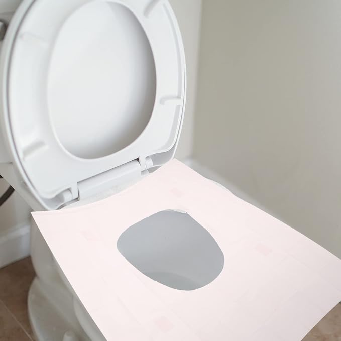 GLEAVI 50Pcs Disposable Toilet Seat Covers - Waterproof, Non-Slip, Individually Wrapped Travel Essentials for Public Restrooms, Camping, and Daily Use
