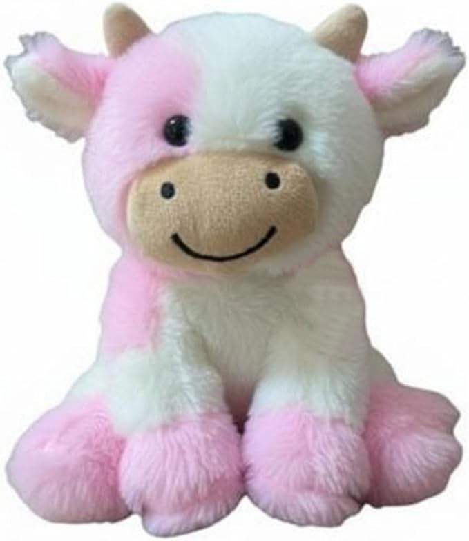 Cute Cow Plush Stuffed Animal Doll Toy 8 inch for Girls Boys (Siting Cow Light Pink)