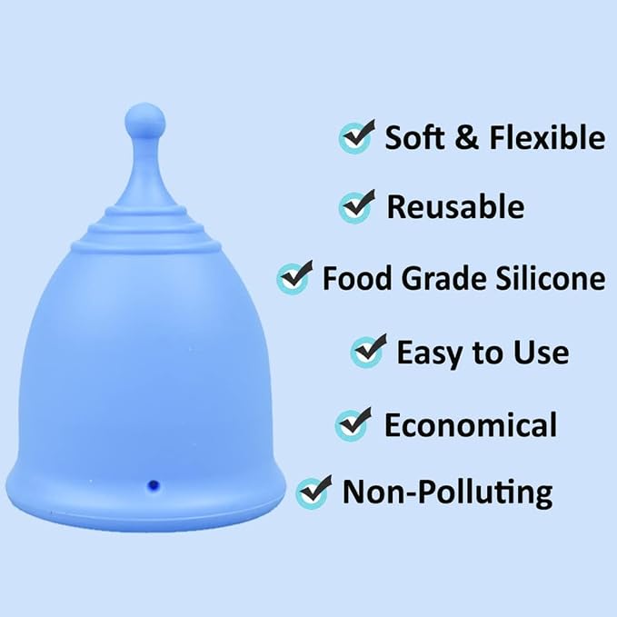 SHORDY Reusable Menstrual Cups Set of 2 with Box - Small and Large Period Cups for Women - 12 Hour Leak Free Protection - Medical Grade Silicone - Copa Menstrual para Mujer - Blue