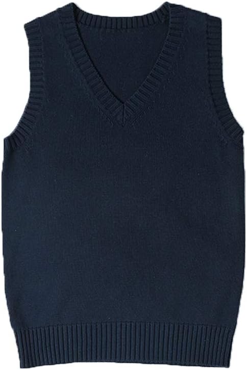 jinghuiyue Women’s V Neck Sweater Vest School Uniform Solid Color Sleeveless Knit Sweaters Pullover Tank Tops