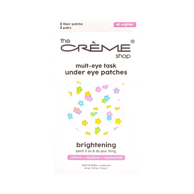 The Crème Shop Multi Task Under Eye Patches - Under Eye Patches for Dark Circles, Puffiness, and Wrinkles - Made with Caffeine, Niacinamide, and Squalane (3 Pack)