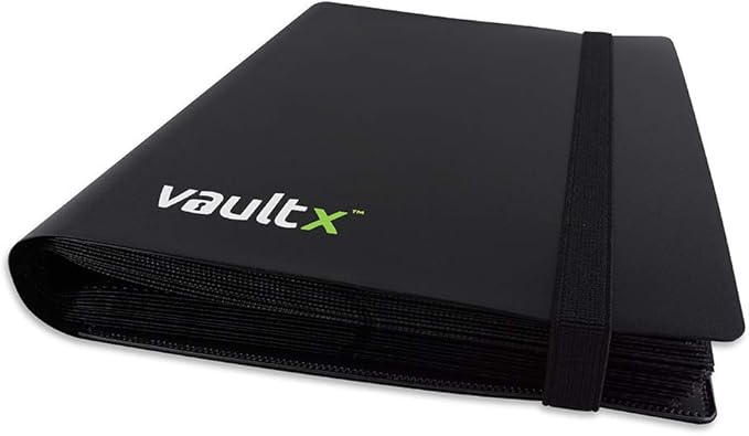 Vault X 4 Pocket Standard Strap Binder, Holds 160 Trading Cards in 20 Side-Loading Pages (Black)