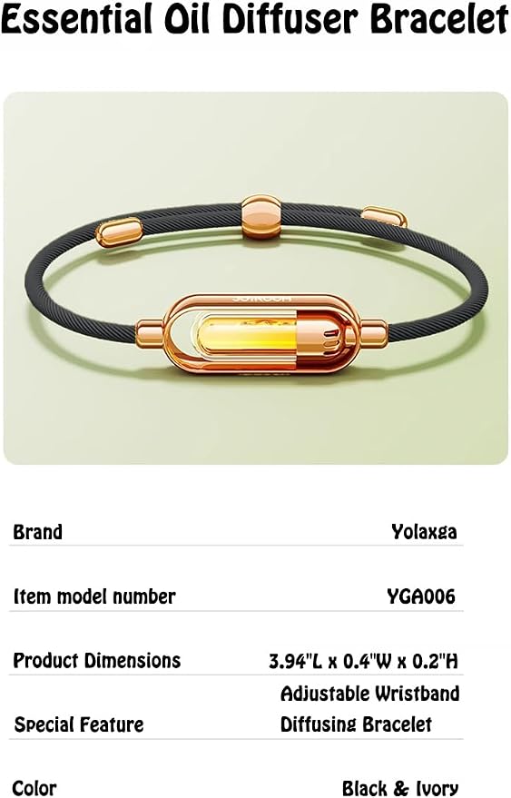 Essential Oil Diffuser Bracelet, Adjustable Wristband, Rose Gold, Manual Aromatherapy Jewelry,Perfume Bracelet,Aroma Therapy,Gift Set for Women Men Girls Mother's Day Christma.Ivory.