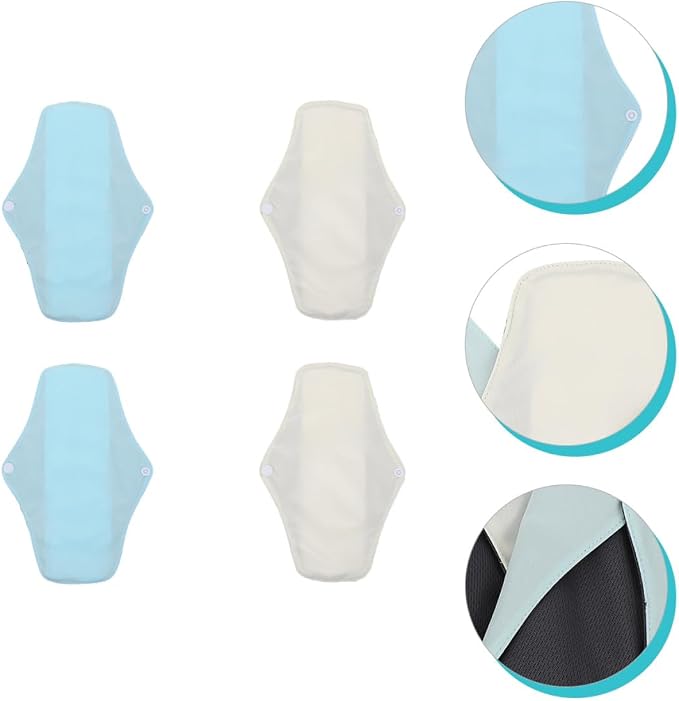 4Pcs Reusable Menstrual Pads Women Sanitary Napkins Washable Cloth Panty Liners Soft Comfortable Period Protection with Breathable Mesh Random Colors Random Color