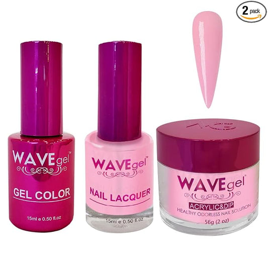 WAVEGEL Soak-Off Gel, Nail Lacquer & Acrylic/Dip Powder Matching Set - Princess Collection - #15 Light Rose