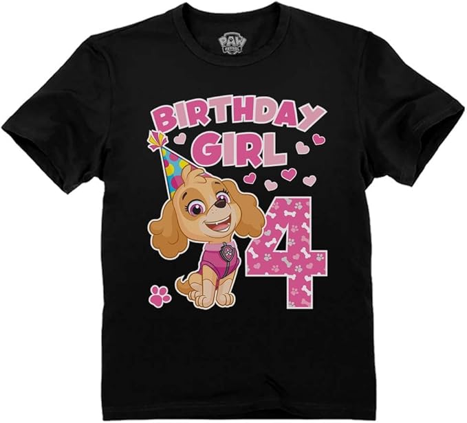 Skye Paw Patrol 4th Birthday Girl Shirt for 4 Year Old Girls - Pup-Themed Party Toddler T-Shirt