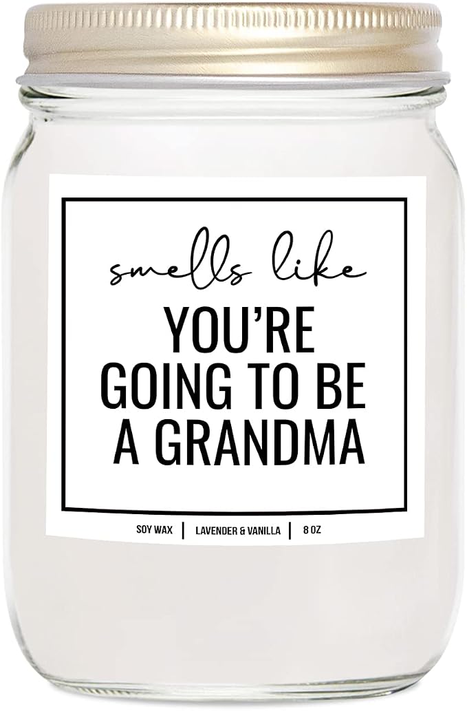 You Nique Designs First Time Grandma Gifts, Pregnancy Announcement for Grandparents, Grand Baby Announcement for Parents, Promoted to Grandma Scented Soy Candles for Women,8 oz (Lavender & Vanilla)