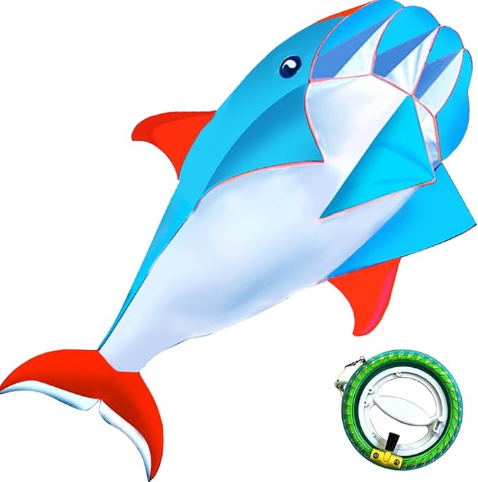 HENGDA KITE 3D Kite for Kids and Adults,Easy to Fly,Excellent Fabric and Structure Design，Huge Frameless Soft Parafoil Giant Whales Dolphins Kite