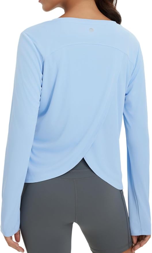 baleaf Women's Long Sleeve Workout Tops Running Sun Shirts Split Back | UPF 50+, Quick Dry, Lightweight, Breathable, Moisture-wicking, SPF, UV, for Athletic, Gym, Hiking, Tennis, Outdoor