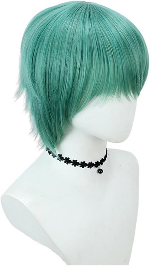 Mens Abby Cosplay Costume Abby Green Shirt Wig Set for Halloween