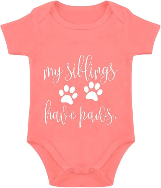 listery My Siblings Have Funny Paws Bodysuit Have Paws Baby Bodysuit Baby Paws Romper Dog Baby Bodysuit