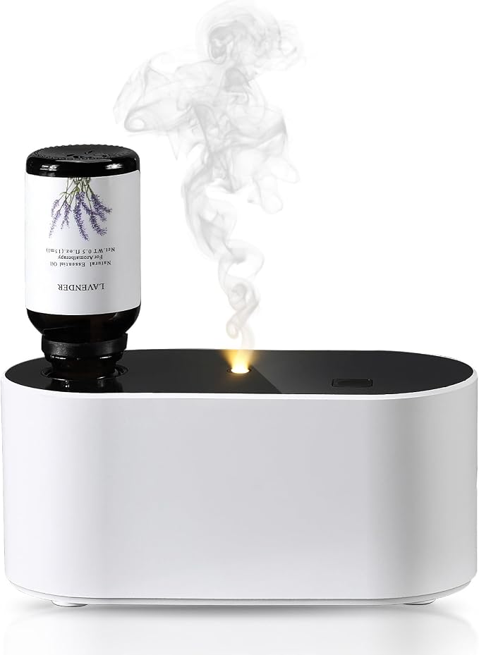 Lecdura Waterless Diffuser for Essential Oil, Battery Operated Scent Air Aromatherapy Diffuser, Mini Aroma Diffusers with 3 Intermittent Mist Modes, Cycle Start for 400-700 sq.ft Home Office Bedroom.