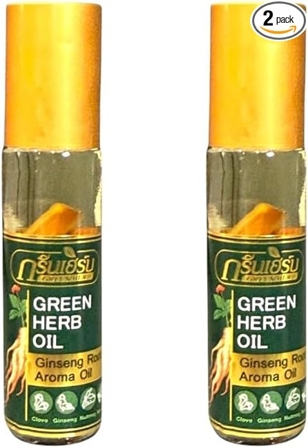 2 Packs - Ginseng Essential Oil - Dau Nong Nhan Sam - 10mL per Bottle with 2 Bottle per Order - Product of Thailand