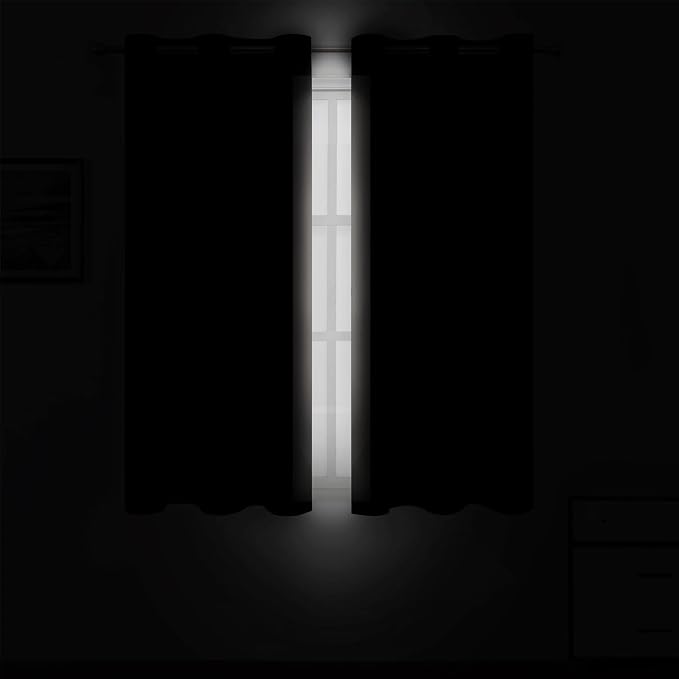 LEMOMO Blackout Curtains 66 x 54 Inch Long Light Beige Curtains Set of 2 Panels Room Darkening Curtains for Bedroom and Living Room
