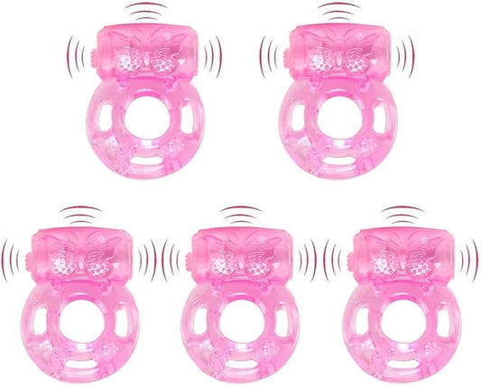 5 Pcs Disposable Vibrating Penis Ring, Clitoral Mini G spot Stimulator，for Increased Stamina & Enhanced Erections, Female Clit Vibrator Adult Toy，Improved Female Pleasure