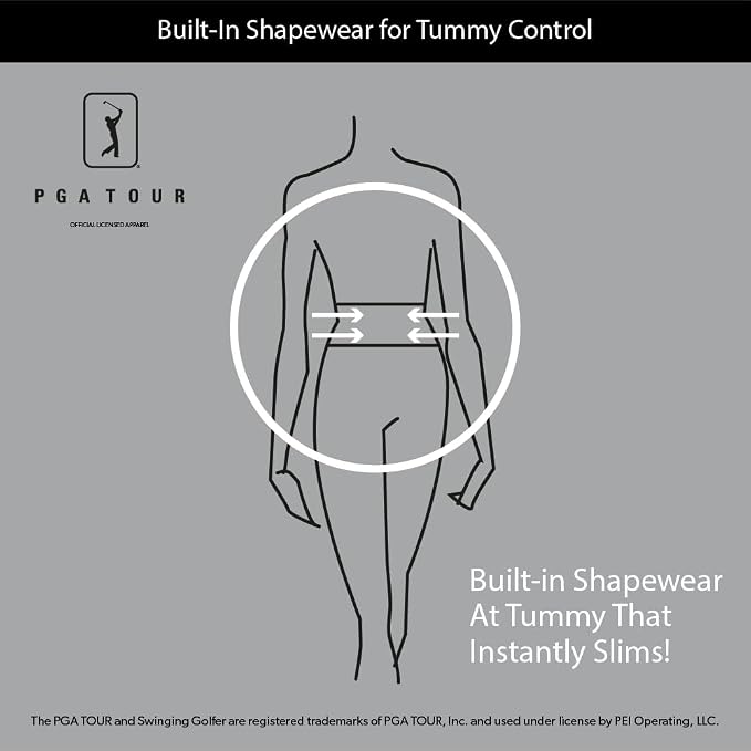 PGA Tour Women's Stretch Golf Pants with Pull-on Waist, 31" & 32" Inseams, Tummy Control, Moisture-Wicking, Sun Protection