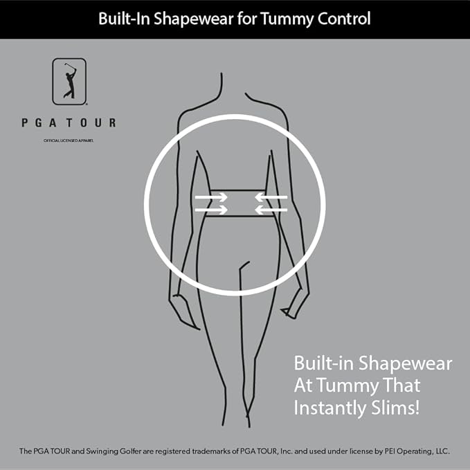 PGA Tour Women's Stretch Golf Pants with Pull-on Waist, 31" & 32" Inseams, Tummy Control, Moisture-Wicking, Sun Protection