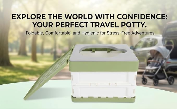 Generic Foldable Travel Potty, Portable Toddler Potty Training Toilet with PU Soft Seat Leak Proof for Car Camping Outdoor