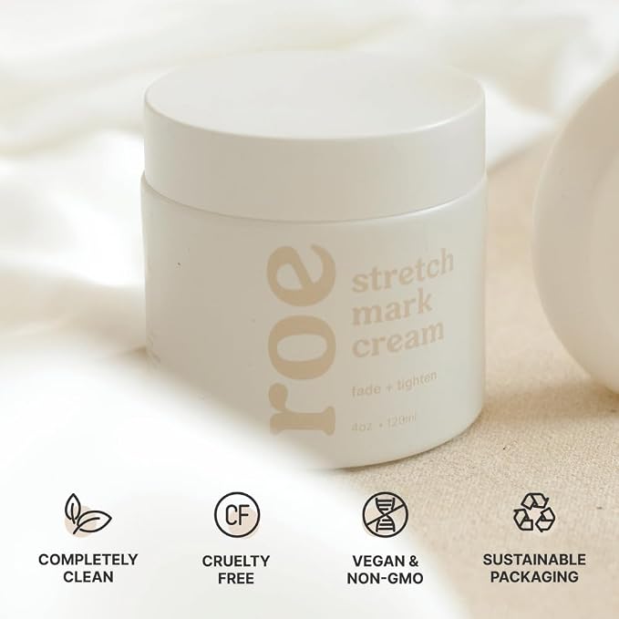 Roe Wellness- Stretch Mark Cream for Pregnancy & Prevention | Great For Moms W/ Sensitive Skin | Plant-Based Hydration, Increases Skin Elasticity and Firmness (Stretch Mark Cream)