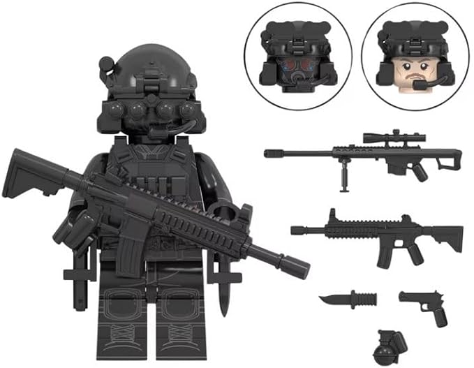 Minifigure 8 PCS Bulk Action Figure Featuring U.S. Special Forces Minifigures with Accessories, Great Stocking Stuffer or Boys Girls Gift for Christmas Stockings and Birthdays.