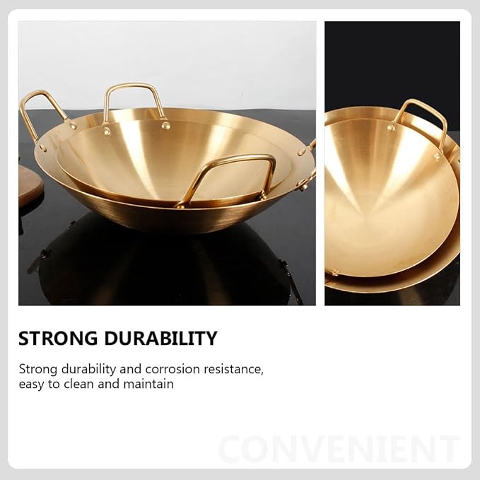 HEMOTON Korean Food Ramen Noodle Pot with Handle Frying Pan Stainless Steel Ramyun Cooker for Cooking Soup Pasta Stew Gold