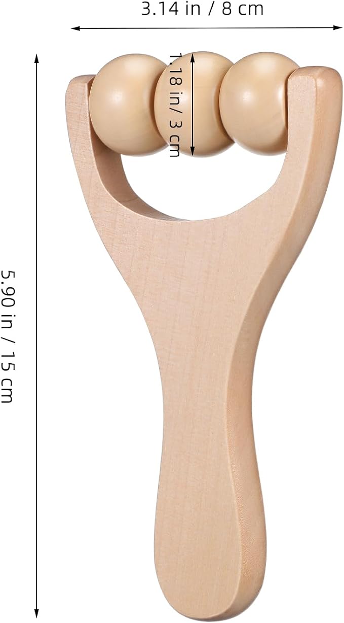 Ciieeo 2Pcs Wooden Massage Roller Muscle Relief/Gift, Wood Massage Tool, Wooden Roller Tools for Body Care and Relaxation, Manual Massage Roller Tool for Daily Home Use (3 Bead Gear Roller)