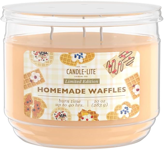 Candle-lite Fall Scented Candles, Cinnamon with Vanilla Extract, 10 oz 3-Wick Jar Candle, Proudly Poured in The USA, Autumn Home Decor, 40 Hours of Burn Time, Ideal Gift for Men and Women