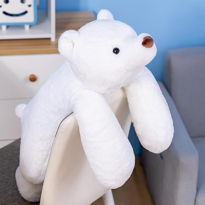 Giant Weighted Bear Stuffed Animals, 40" White Bear Plush Throw Pillow Super Cute Kawaii Plushie Polar Bear Hugging Toys Gifts for Boys Girls Adults, 100cm, White