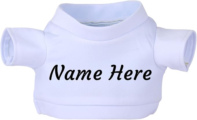 Personalized Custom Name Bear Clothes Plush Doll Tee Shirt for 8-12 Inch (White)