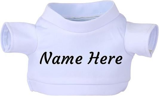 Personalized Custom Name Bear Clothes Plush Doll Tee Shirt for 8-12 Inch (White)