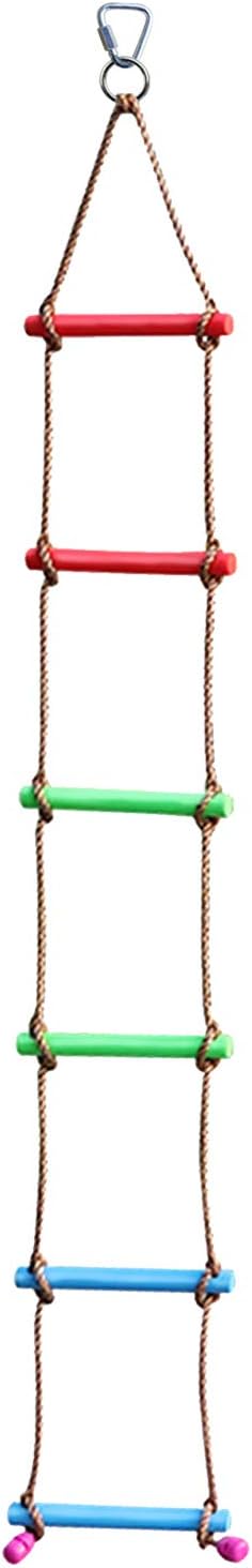 Rainbow Craft 6.6FT Climbing Rope Ninja Ladder for Kids - Kids Ninja Warrior Obstacle Course Accessories - Swing Rope Ladder