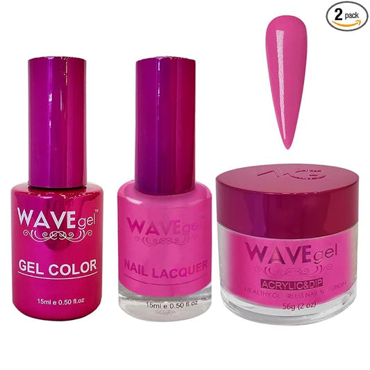 WAVEGEL Soak-Off Gel, Nail Lacquer & Acrylic/Dip Powder Matching Set - Princess Collection - #86 Magneta Taffy