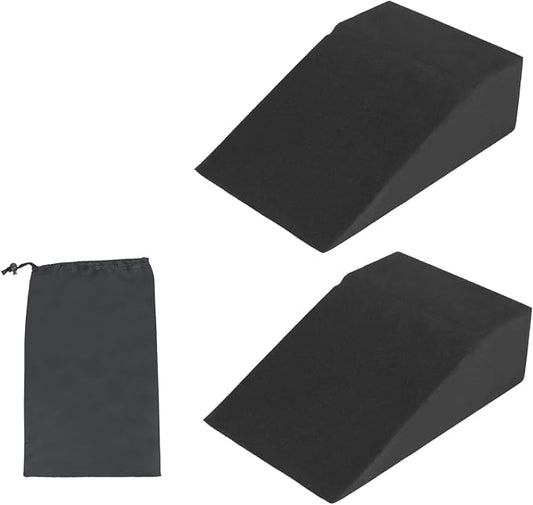 Non-Slip 2-Pack Squat Wedge Block for Men & Women, Heel Elevated Squat Wedges for Barbell & Goblet Squats, Weightlifting, Calf Raises, Ankle Mobility & Balance, High-Density Foam Slant Boards with Storage Bag