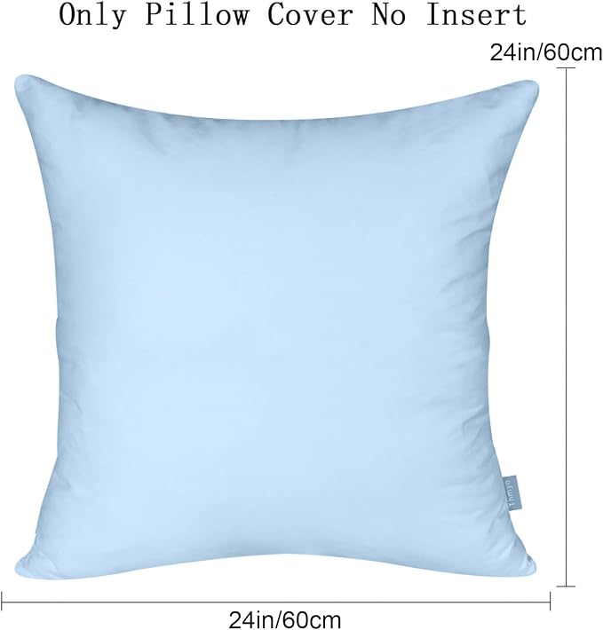 4-Pack 100% Cotton Comfortable Solid Decorative Throw Pillow Case,Thmyo Square Cushion Cover Pillowcase Sublimation Blank Pillow Covers DIY Throw Pillowcase for Sofa(24x24 inch/ 60x60cm,Light Blue)