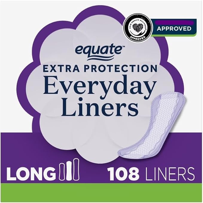 Equate Extra Protection Everyday Panty Liners, Long Length, Unscented, 108 Count