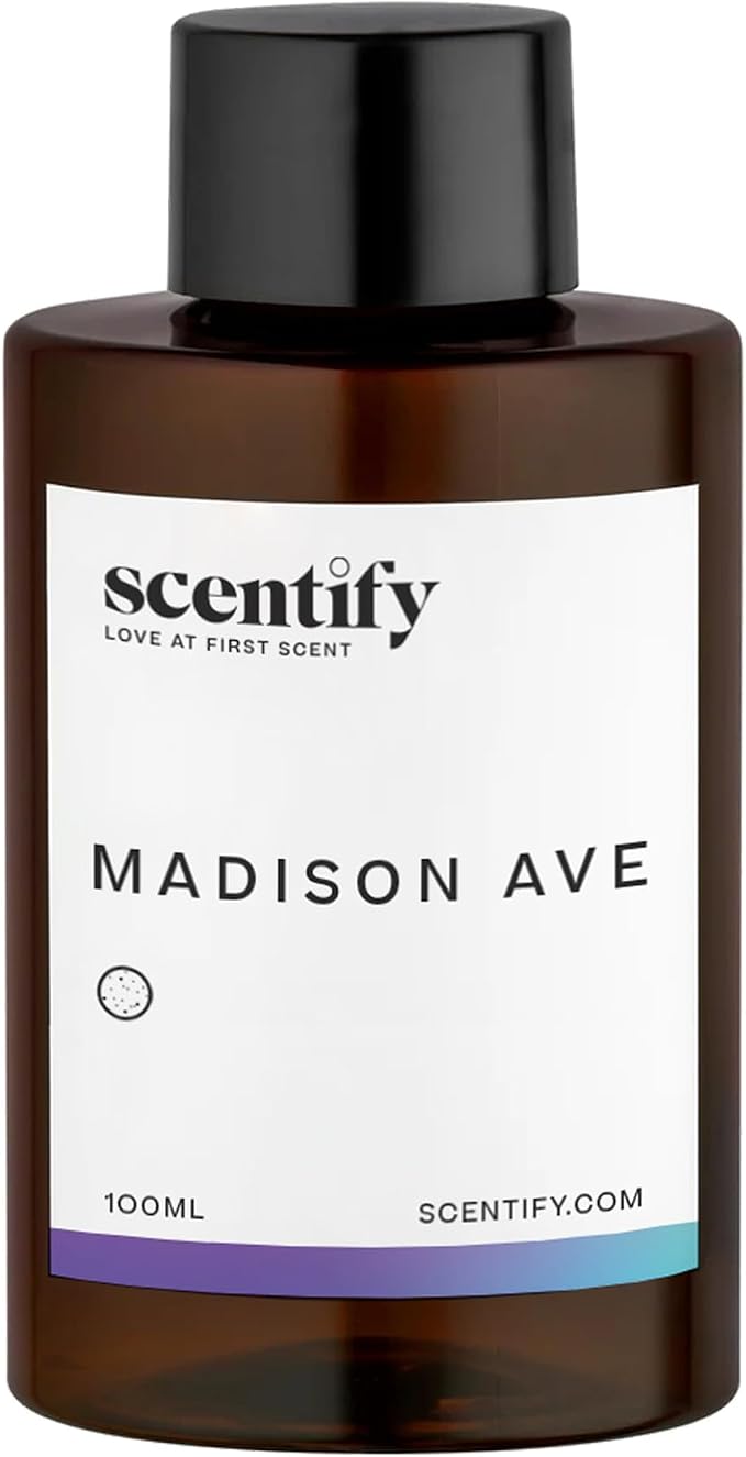 Scentify Madison Ave Aroma Oil Refill Scent for Oil Diffusers – Cassis Blossom, Mandarin, Neroli & White Woods – Luxurious Relaxing Aromatherapy Diffuser Fragrance 100ml, 3.38 oz