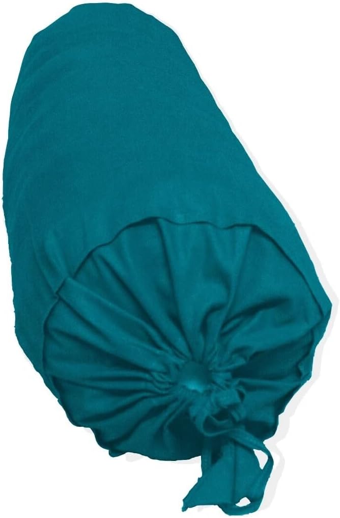Cervical Neck Roll Pillow Cover with Cotton Bolster Pillowcases for Cylindrical Cushion and Drawstring Closure Round Neck Pillowcase 6" x 18" (15 x 45 cm) Teal Blue