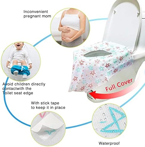 20 Pack Toilet Seat Covers Disposable, Extra Large XL Portable Potty Seat Covers for Potty Training or Home Travel Public Toilet Use(with Stick Tape,Individually Wrapped)