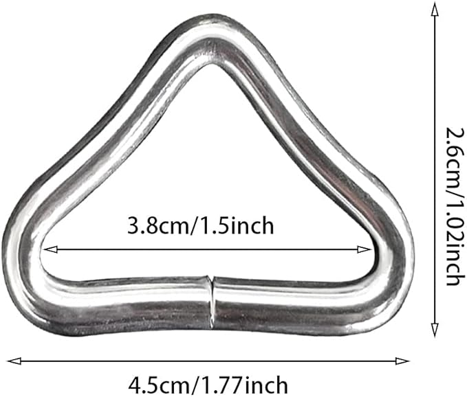 Tookie Trampoline Triangle Buckle, 10pcs High Strength Erosion Resistance Metal Triangle Ring Buckle V-Rings for Trampoline Replacement Repair