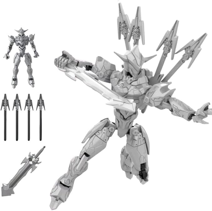 Fully Assembled T13 3D Printed Action Figure with Movable Joints & Interchangeable Weapons - 3D Printed Collectible Toy Ready-to-Play for Boys and Girls (Grey)