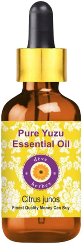 Deve Herbes Pure Yuzu Oil (Citrus Junos) with Glass Dropper Cold Pressed 50ml (1.69 oz)