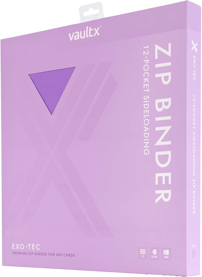 Vault X 12 Pocket Zip Binder, 480 Cards, Exo-Tec Material, 20 Side-Loading Pages (Purple)