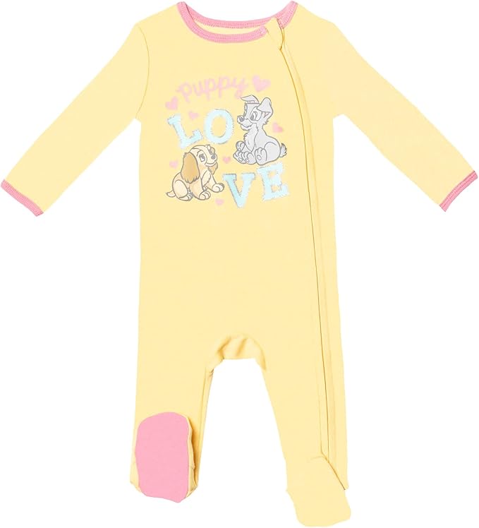 Disney Baby Girls 2 Pack Zip Up Sleep N' Plays Newborn to Infant Sizes (Newborn - 24 Months)