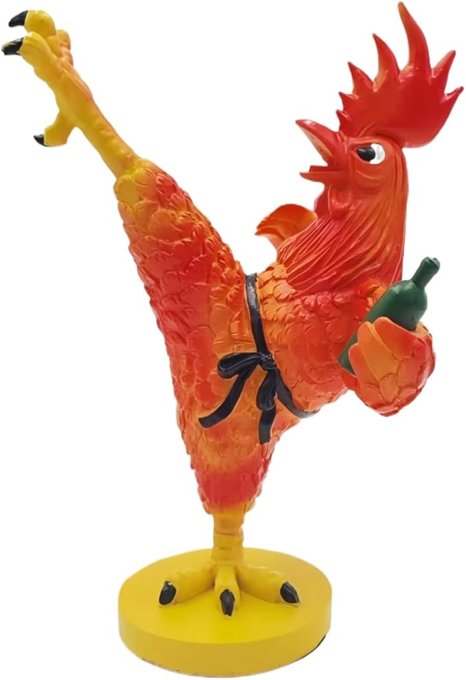 CONG 1pcs Large Handmade Resin Rooster Sculpture, Kung Fu Style Lifelike Figurine, Home Decor for Living Room & Foyer