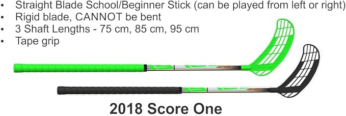 Score One Floorball Stick Set, 5v5 for Kids Ages 5-10. Play Floorball Games with 10 Straight Blade Floorball Sticks in 75 cm Length, 10 Balls, 2 Folding Goals and a Big stickbag.